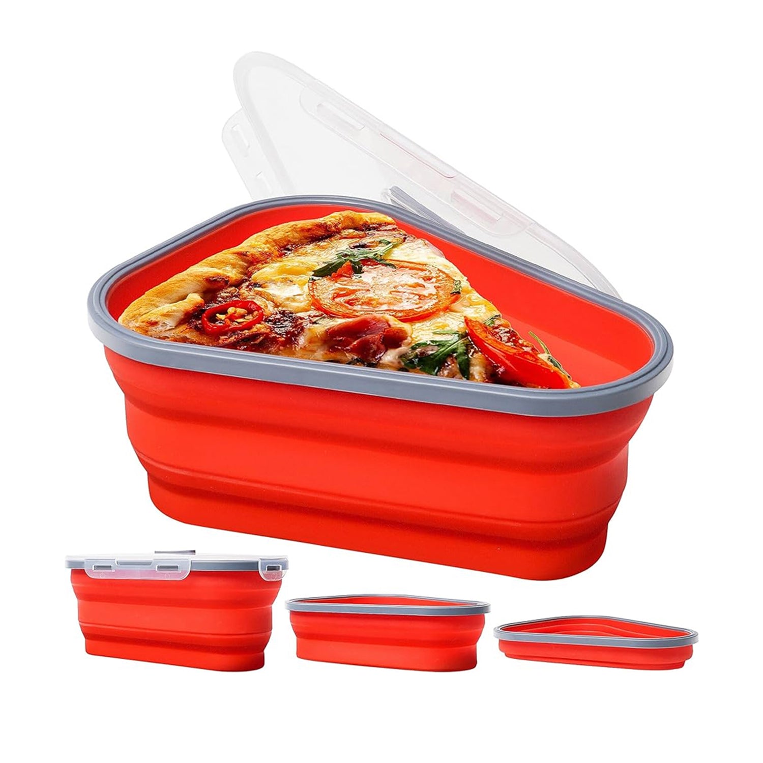 Collapsible Adjustable Reusable Pizza Storage Container with 5 Microwavable Serving Trays Clearance Purchase