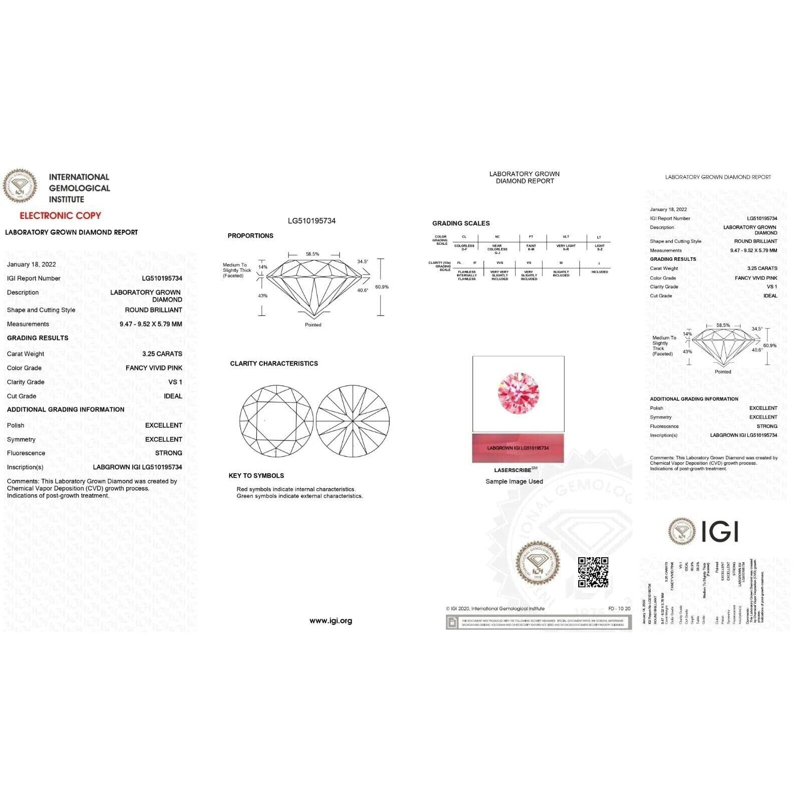 Round 3.25 ct Fancy Intense Pink VS1 IGI Certified Lab Grown HPHT Diamond Round Marketable Sale Online