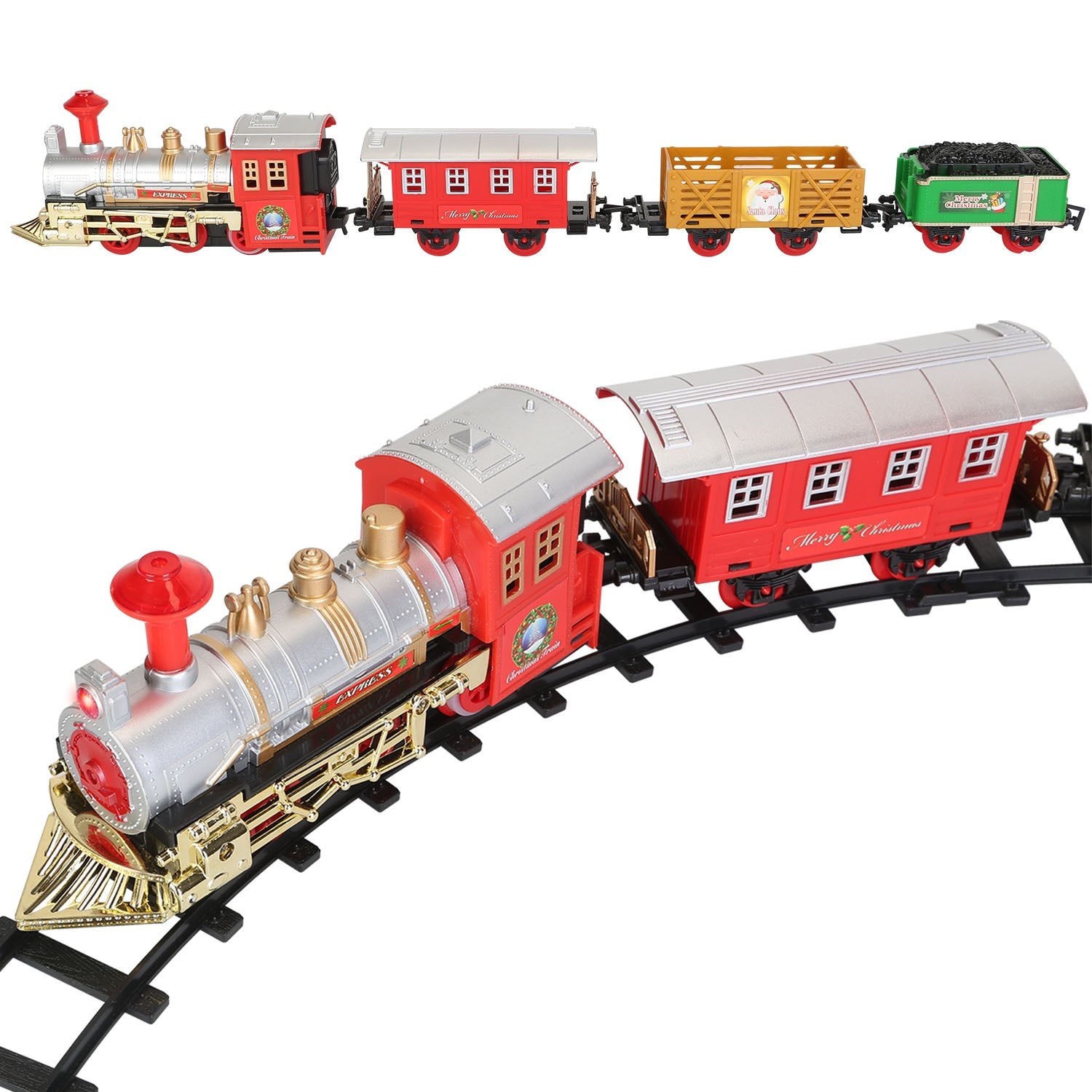 Electric Train Set Steam Locomotive Passenger Coach Coal with Sounds Light Railway Cheap Sale 2025