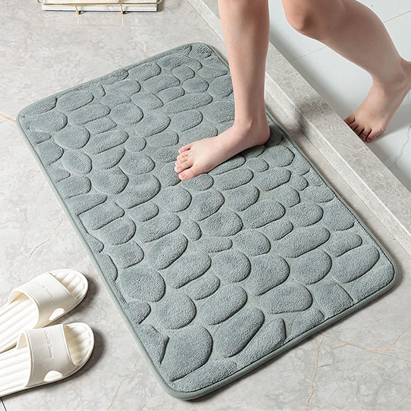 Soft Memory Foam Non Slip Cobblestone Embossing Bath Mat Clearance Best