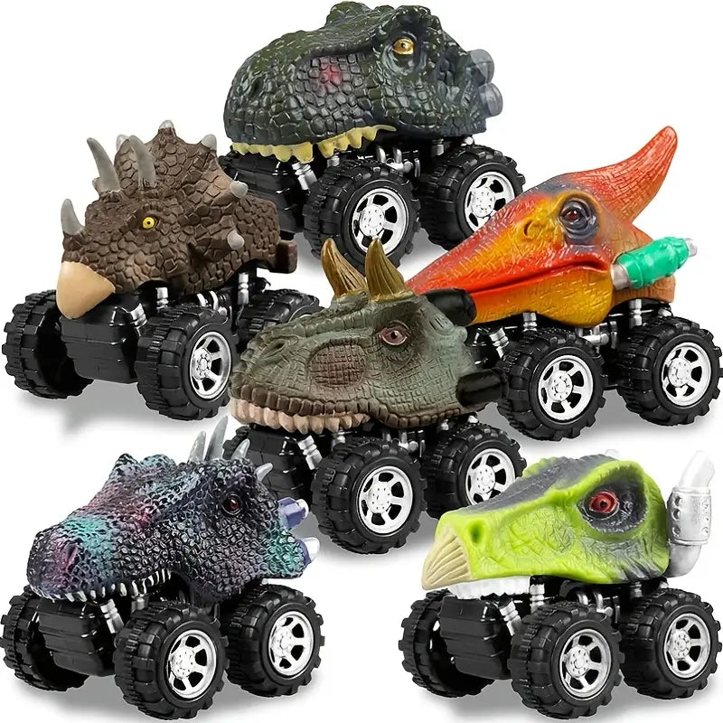 6-Piece Set: Dinosaur Toy Pull Back Cars Realistic Dino Cars Clearance Newest