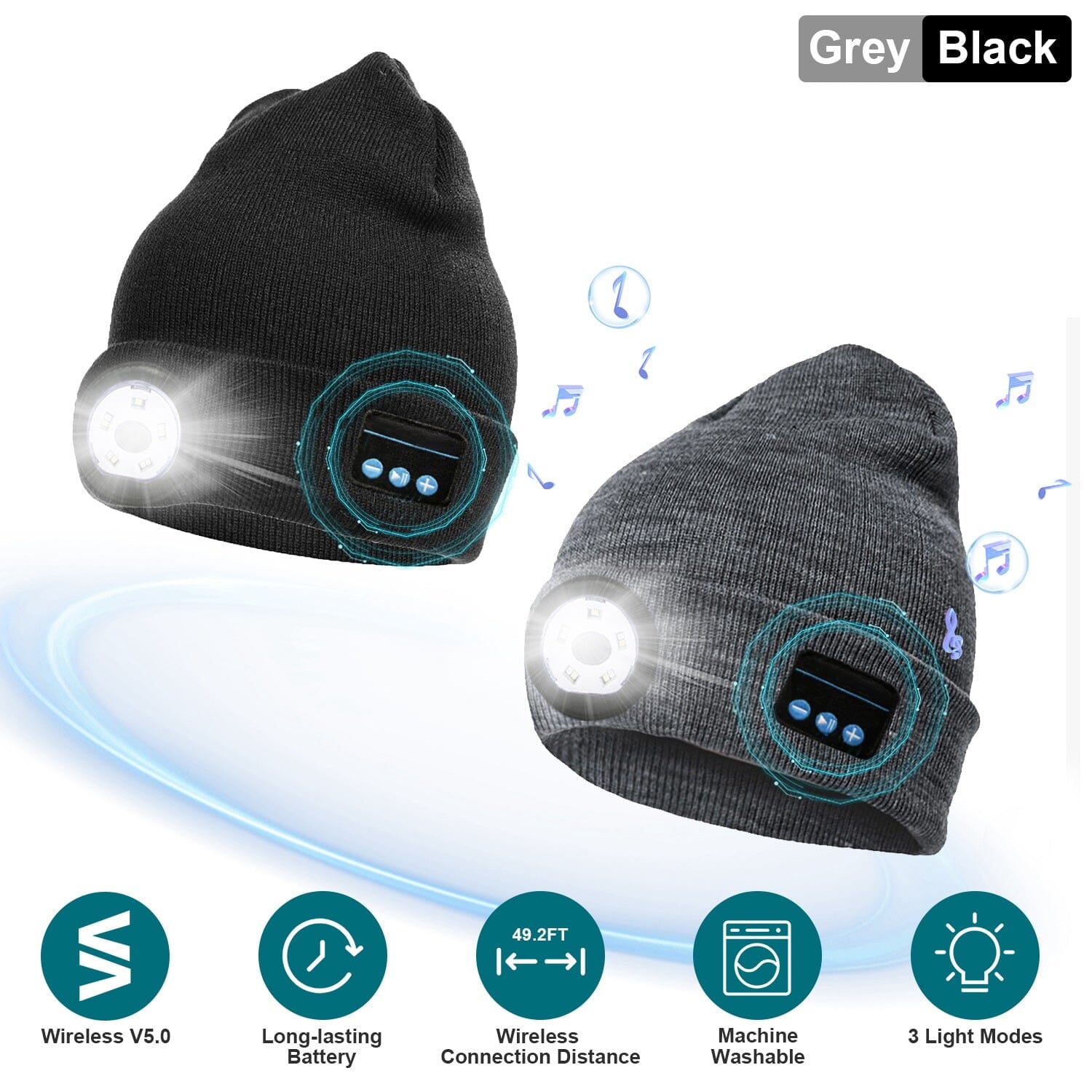 5.0 Wireless Beanie Hat with 3 Lighting Modes On Hot Sale