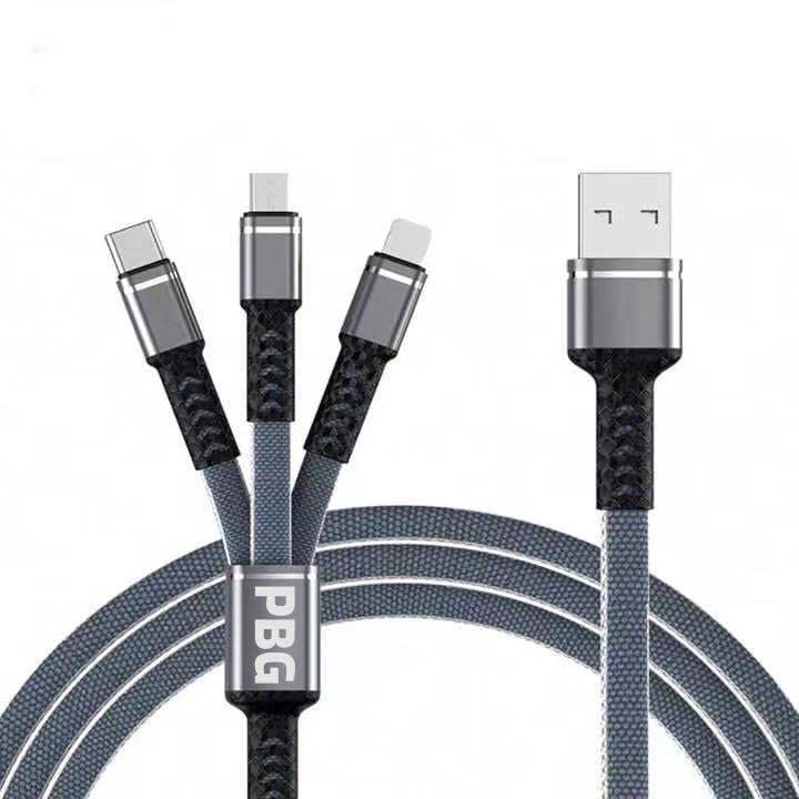 PBG 3-in-1 Cable Mesh/Nylon Braided HQ Multi Device Charging (Lightning, USB-C , Micro) Cost Cheap Pice