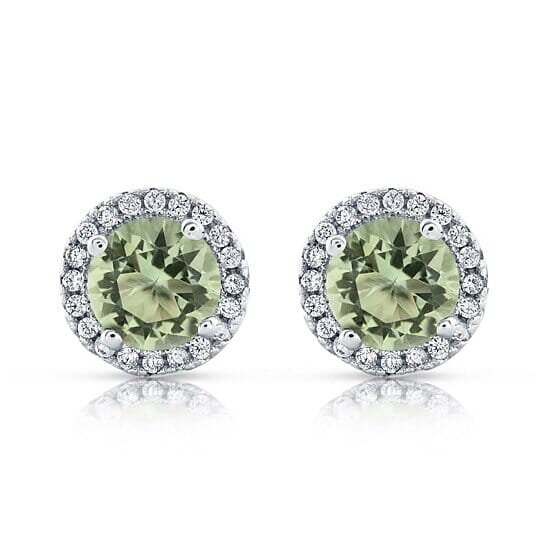 Halo Cz Green Earrings White Sterling Silver Cost Online