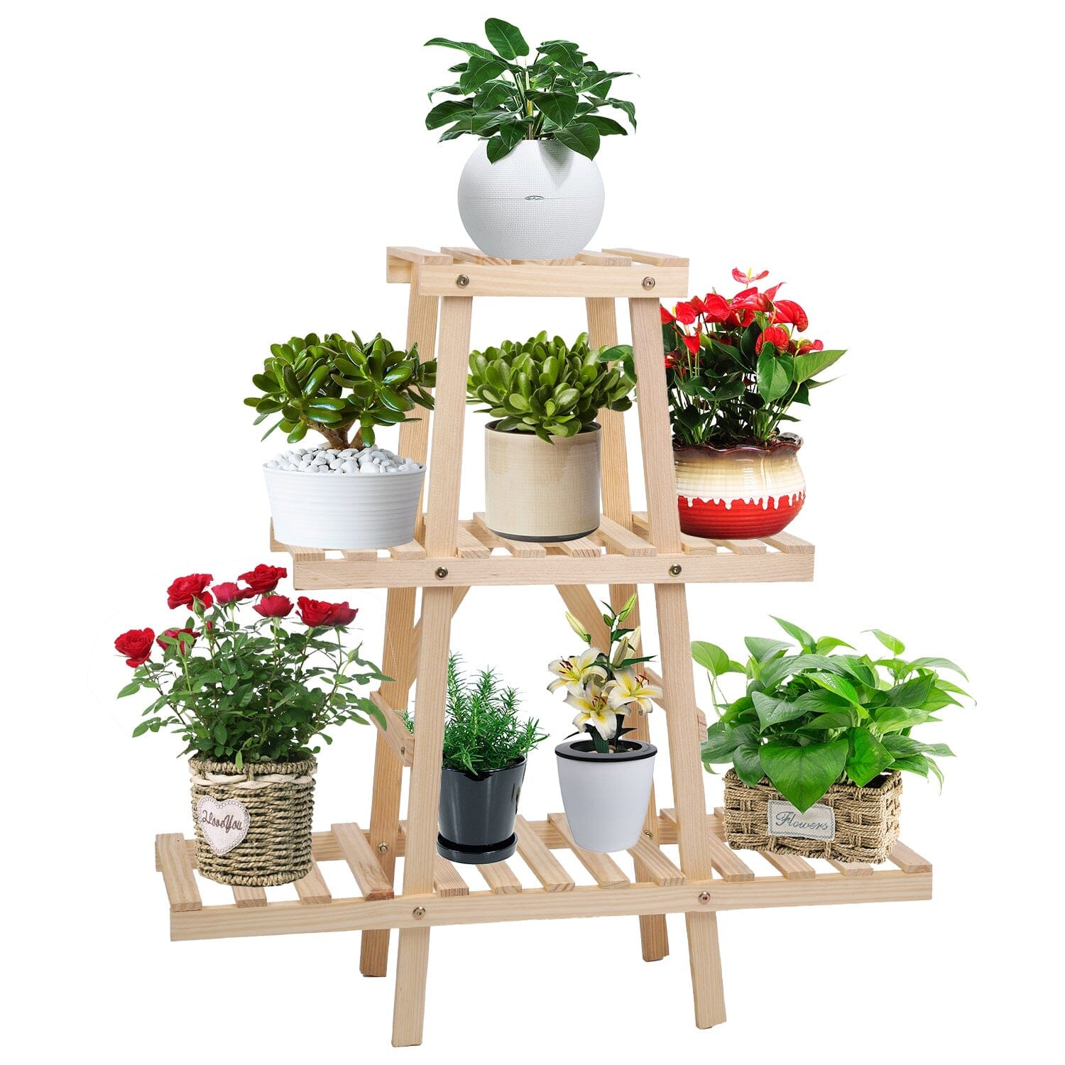 3-Tier Potted Flower Shelf Multi-tier Flower Pot Rack Holder Triangle Ladder Pay With Visa Cheap Pice