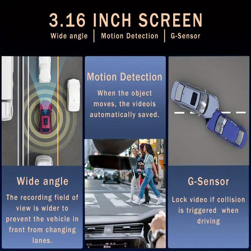 1080P High-Definition Dual Camera Dash Cam for Cars 3.16 Inch IPS Screen GPS and Lane Departure Warning Limited Edition Cheap Pice