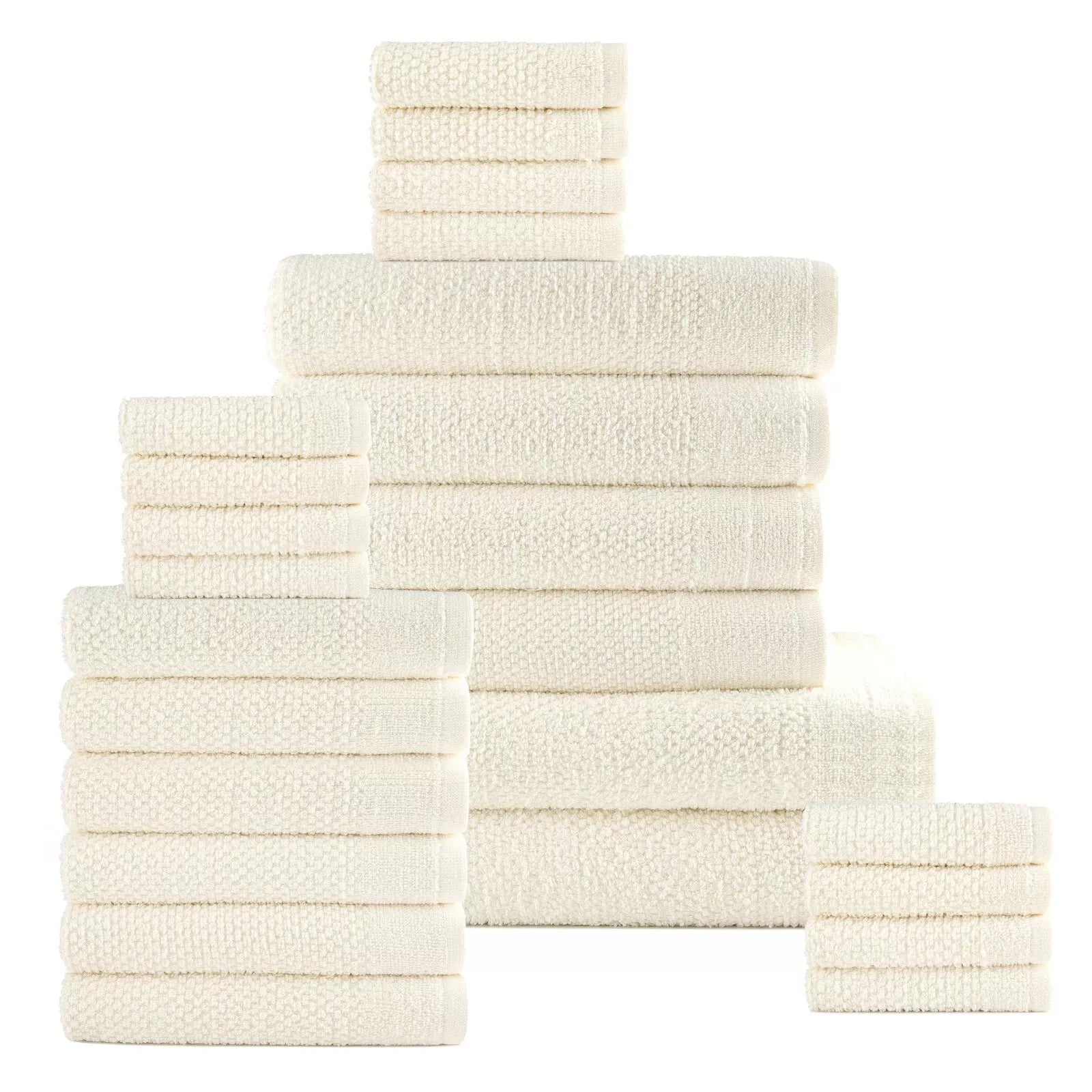 24-Piece Set: Dan River Popcorn Cotton Bath Towel Set Cheap Sale Fashionable