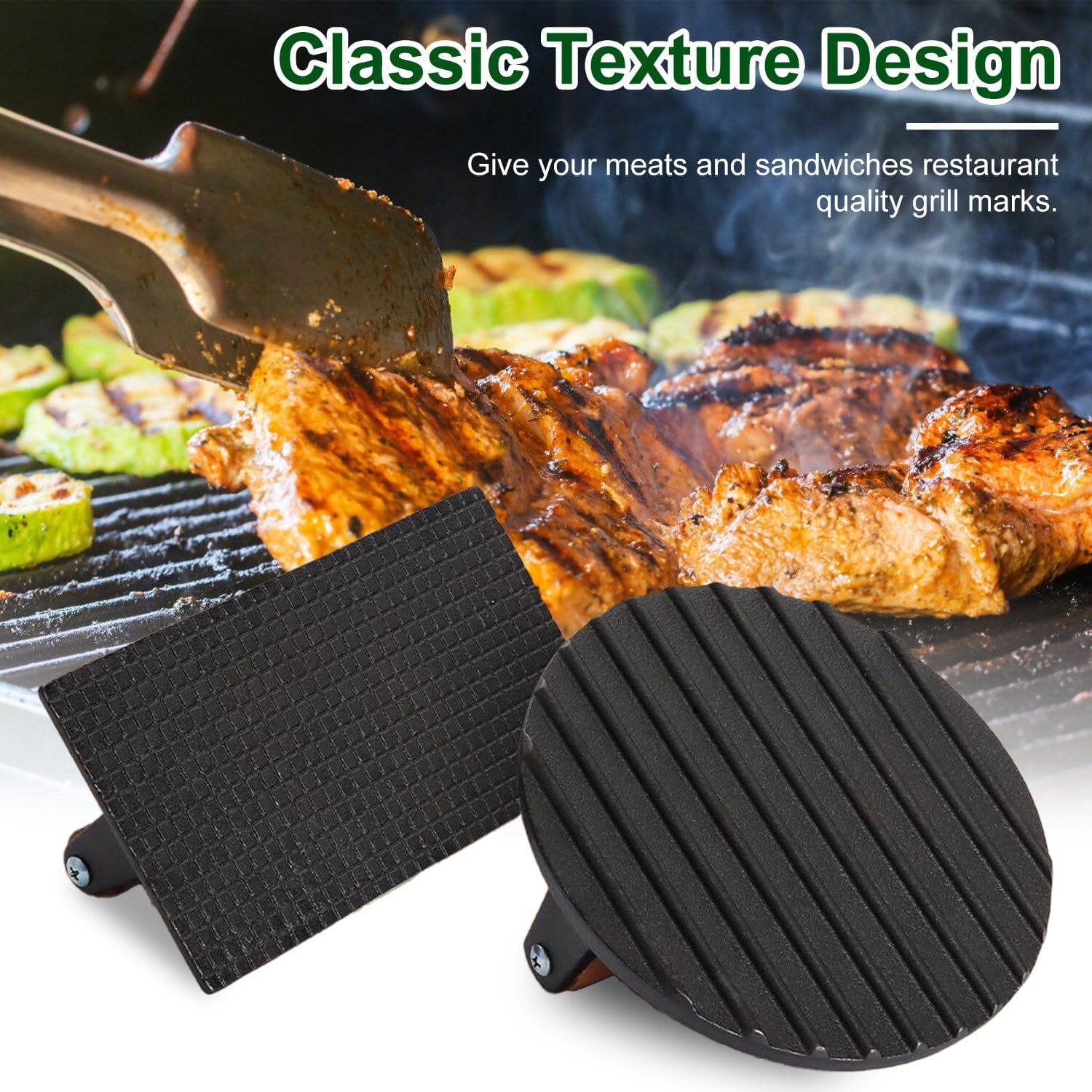 2-Pieces: Cast Iron Grill Press Pre-Seasoned Steak Weights Smash Burger Press From China Free Shipping Low Pice