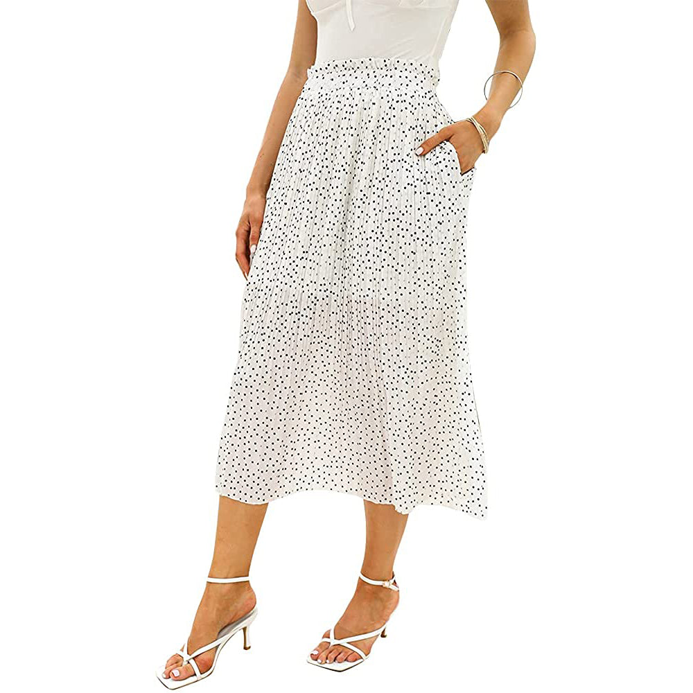 Womens High Waist Polka Dot Pleated Skirt Outlet Buy