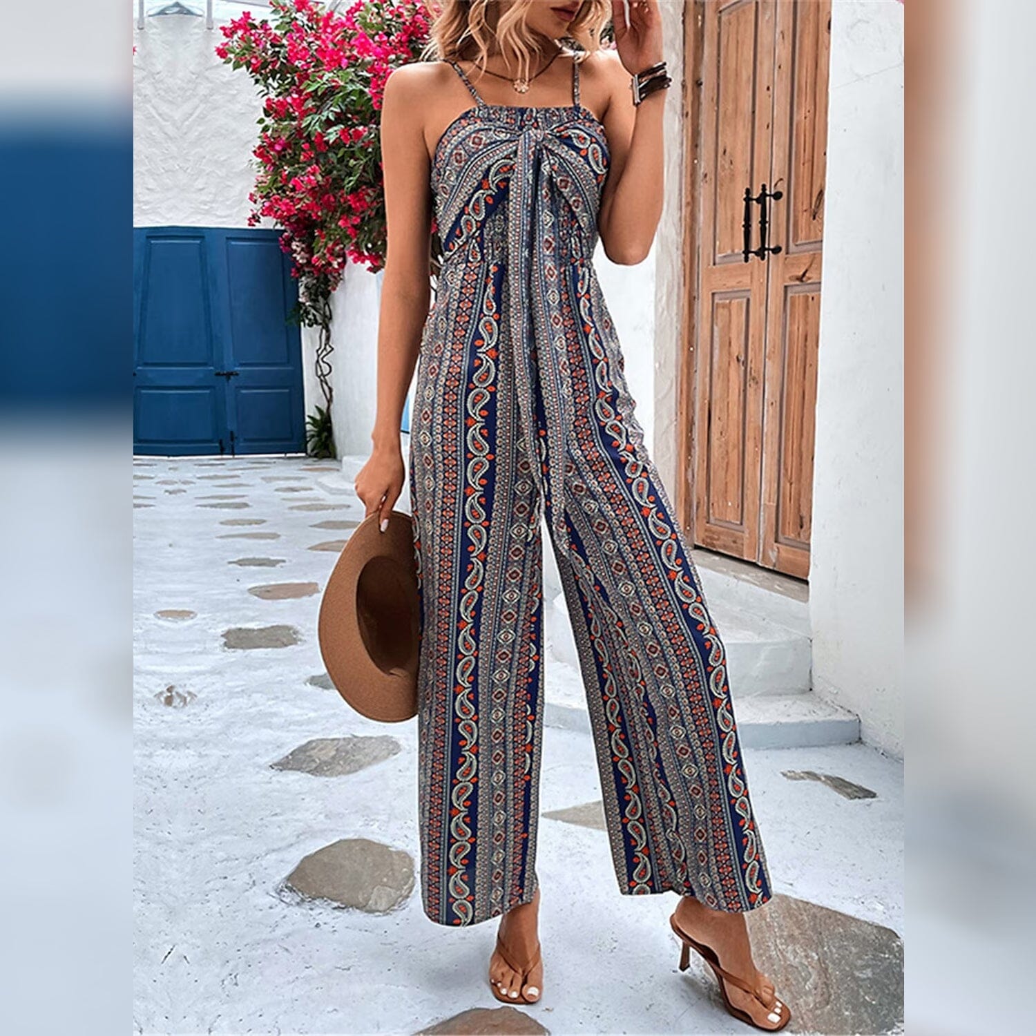 Women's Jumpsuit Pocket Print Geometric Square Low Cost For Sale