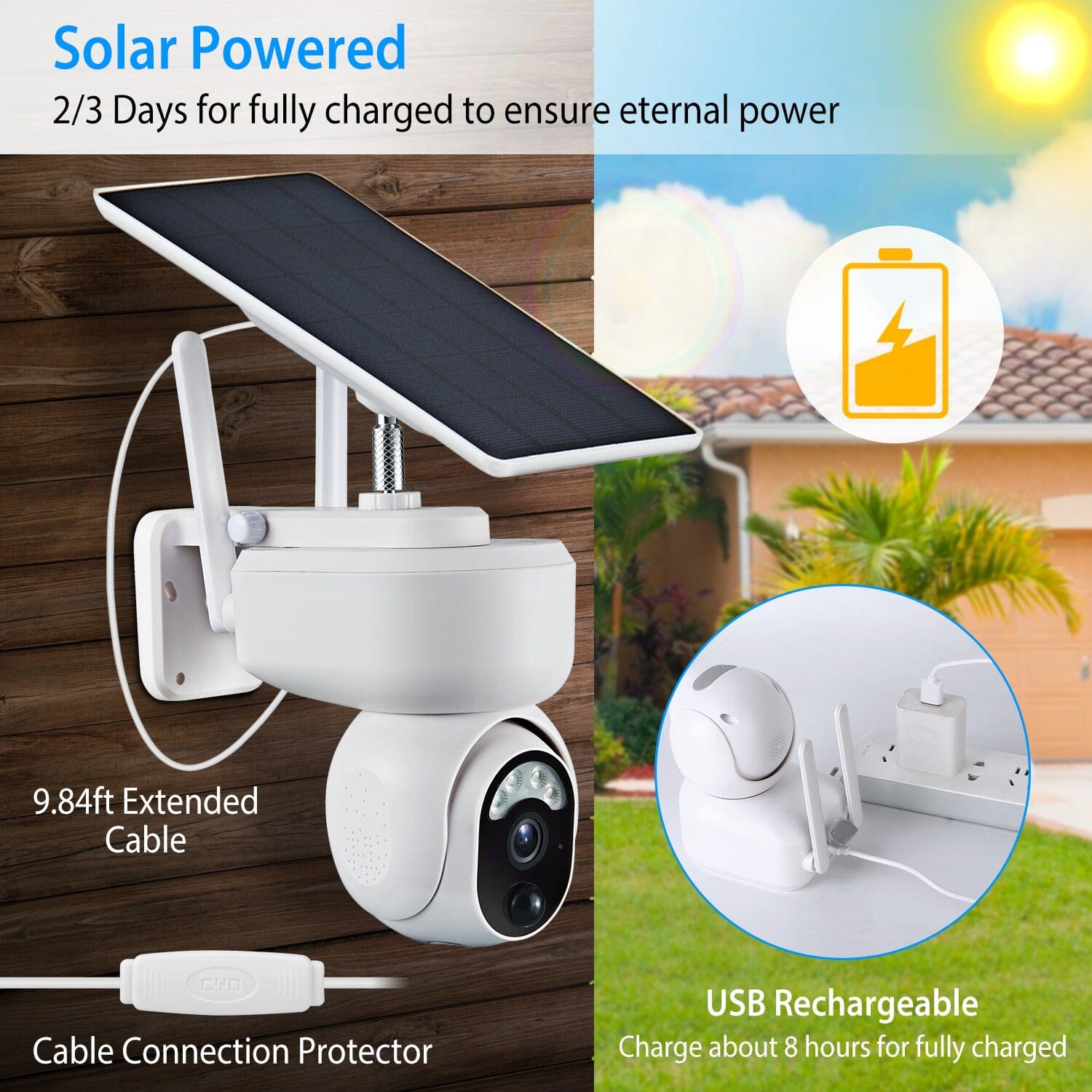 2.4G Wifi Solar Wireless 1080P Surveillance Camera with Flood Light Night Vision Sale Reliable