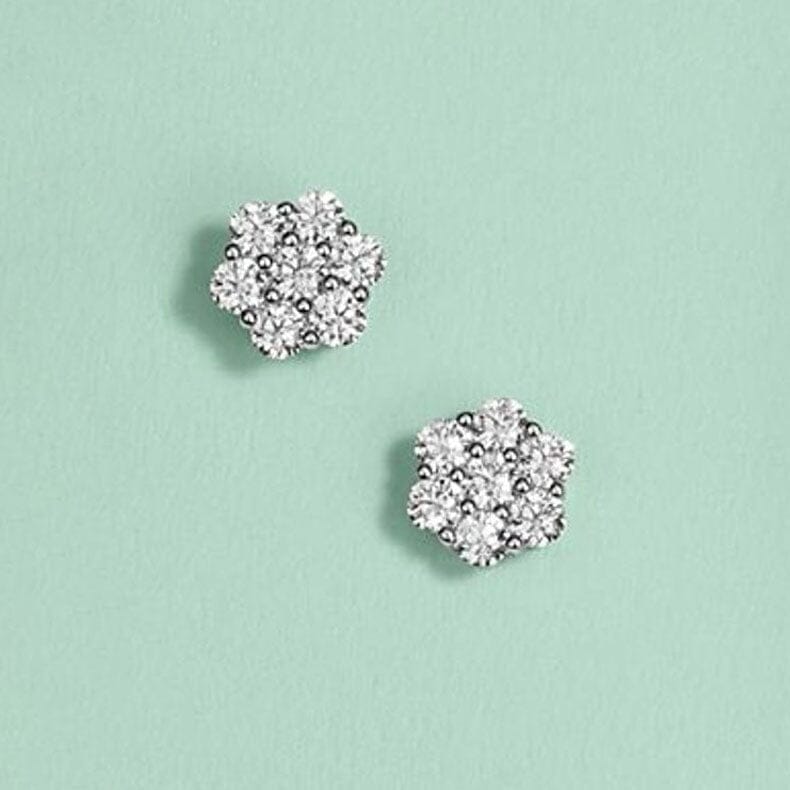 1/2CT T.W. CZ Sterling Silver Flower Cluster Stud Earrings Cheap The Cheapest