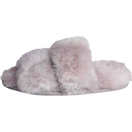 Roxoni Fuzzy House Slippers for Women Comfortable Furry Spa Cozy Slip On Open Toe Where To Buy Cheap Real