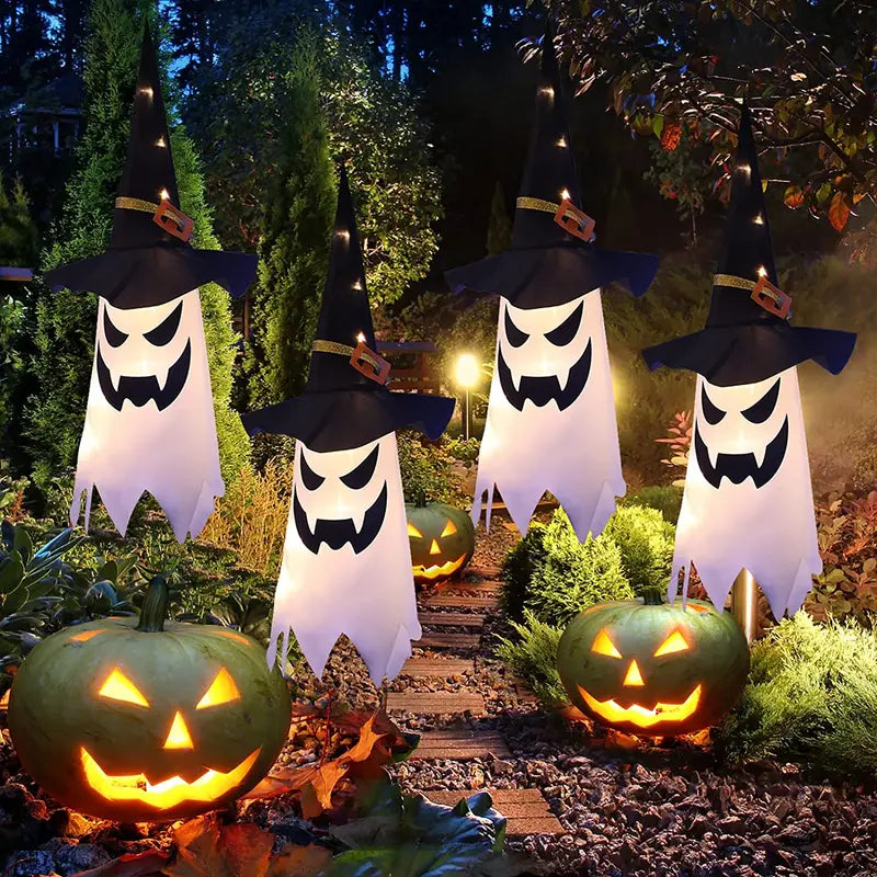 2-Piece Set: Glowing Ghost Witch Hat Halloween Decorations Pictures For Sale