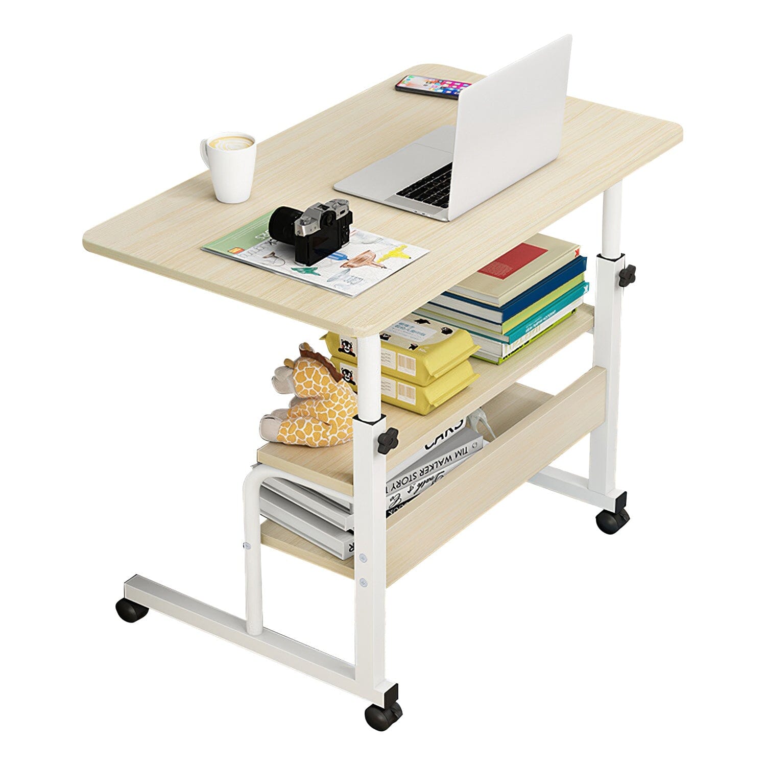 3-Tier Height Adjustable Laptop Desk with Rolling Wheels Cheapest