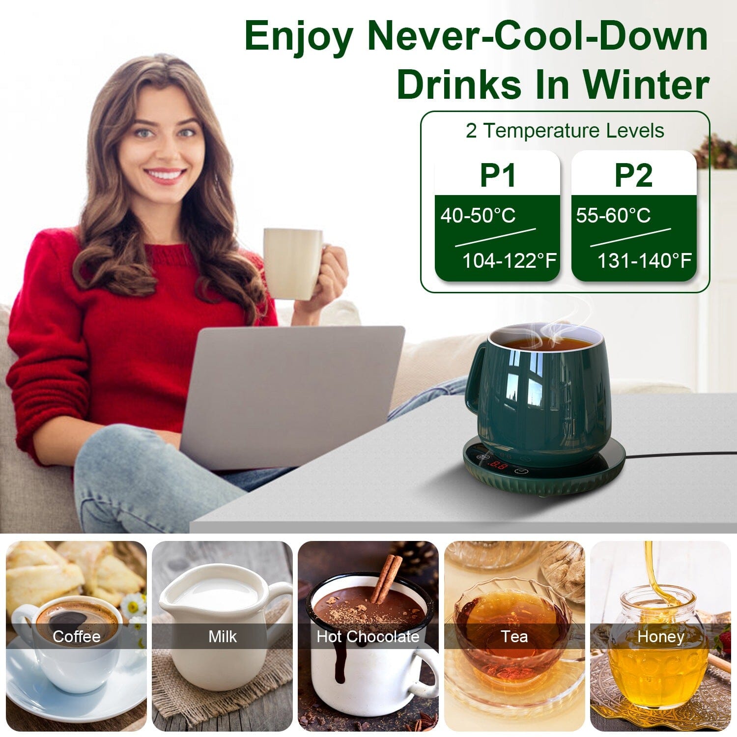 Desktop Electric Cup Warmer Auto Off Over Heating Protection Smart Timer Setting Comfortable Cheap Pice