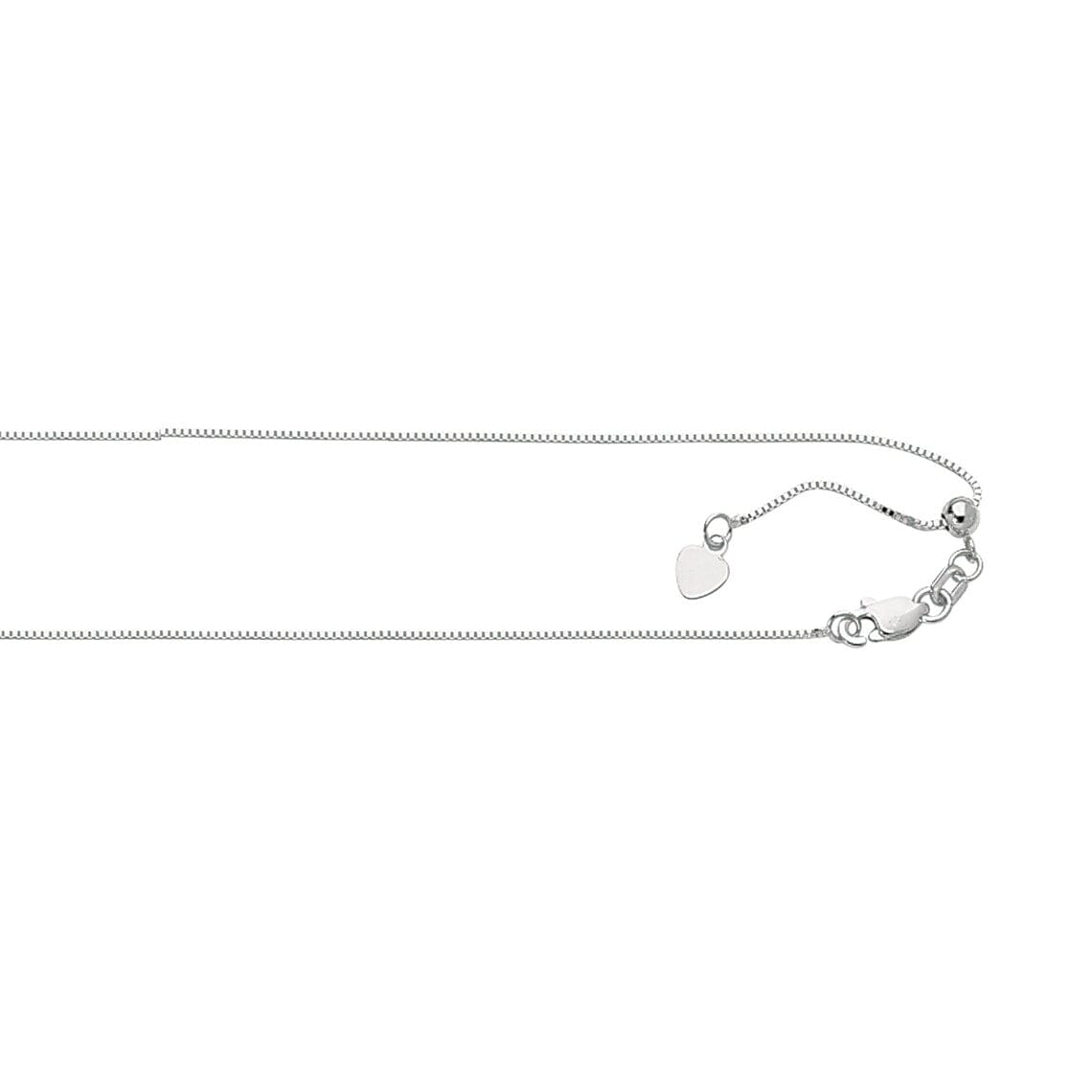 10K White Gold 0.8mm Solid Adjustable Box Chain Chain Up To 22 Cheap Sale From China