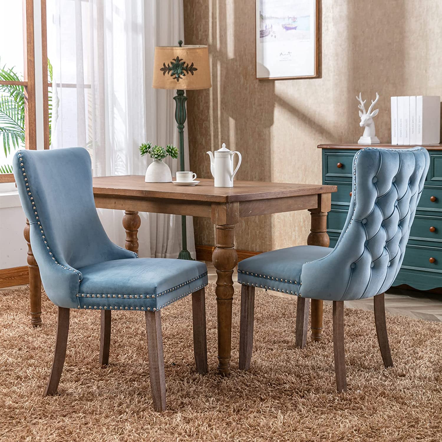 Set of 2: Upholstered Dining Chairs Cheap Sale View