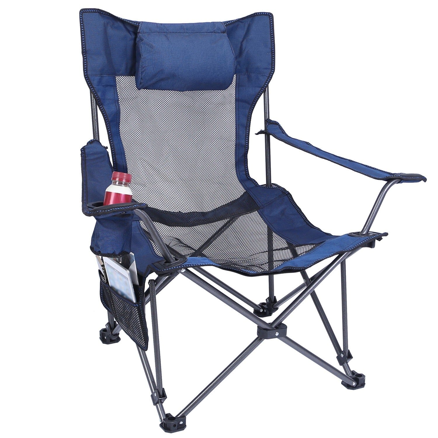 Foldable Camping Chair Heavy Duty Steel Lawn Chair with Reclining Backrest Angle Enjoy Online