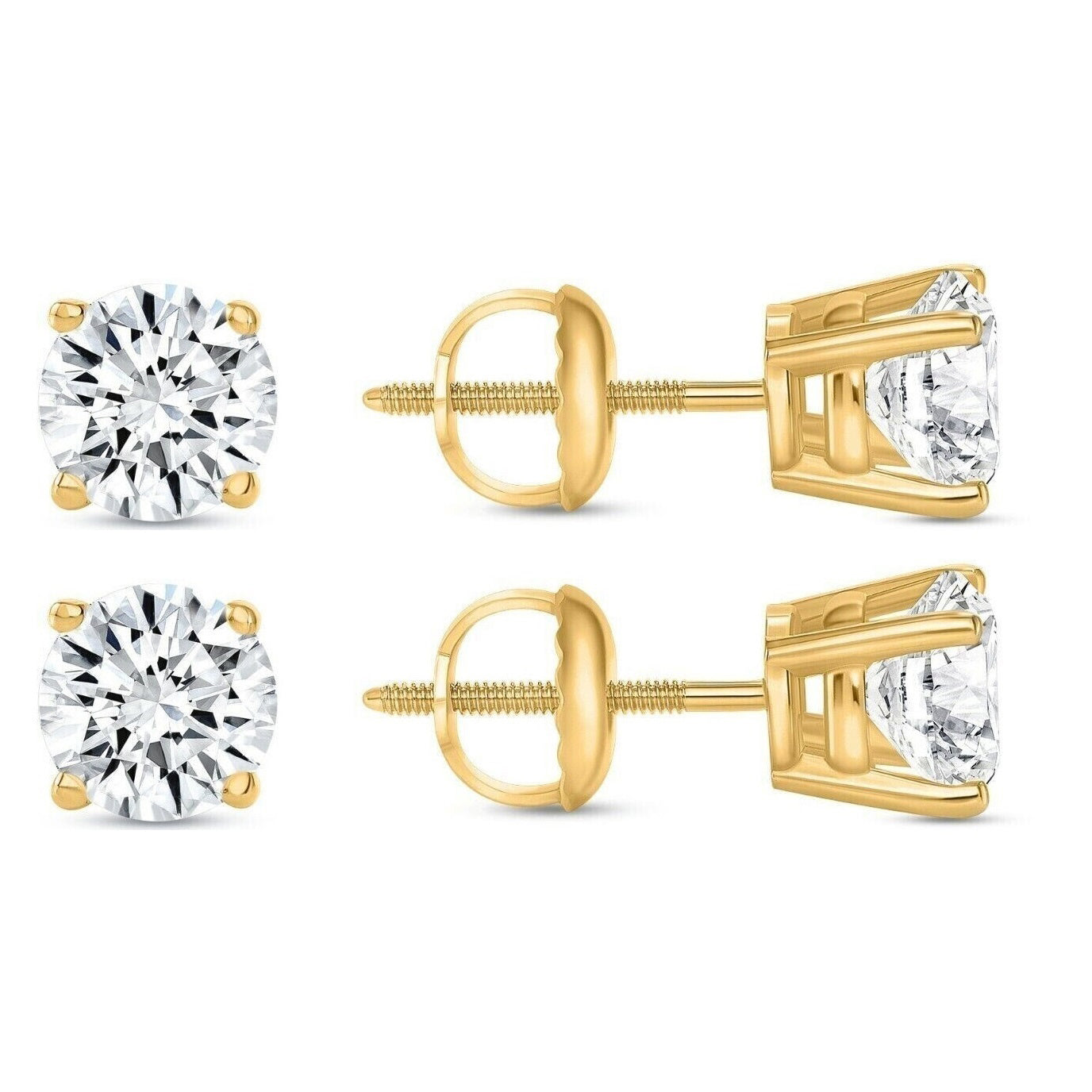 Moissanite Stud Earrings In 925 Silver or 14k Yellow Gold Pair Earrings with Screwback Wholesale Pice Cheap Online