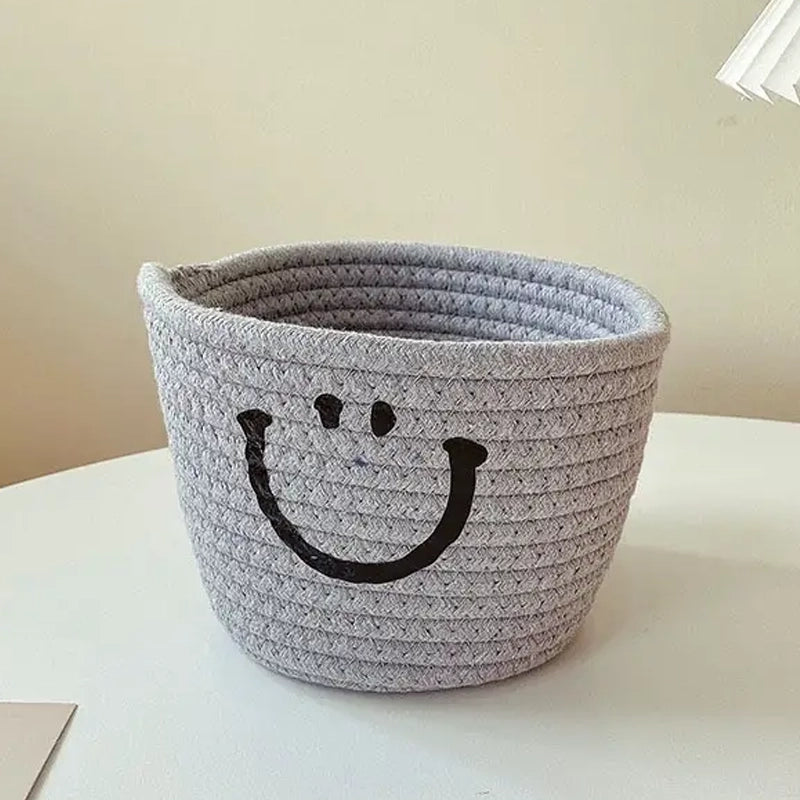 Happy Face Woven Storage Basket Cheap Sale Best Store To Get