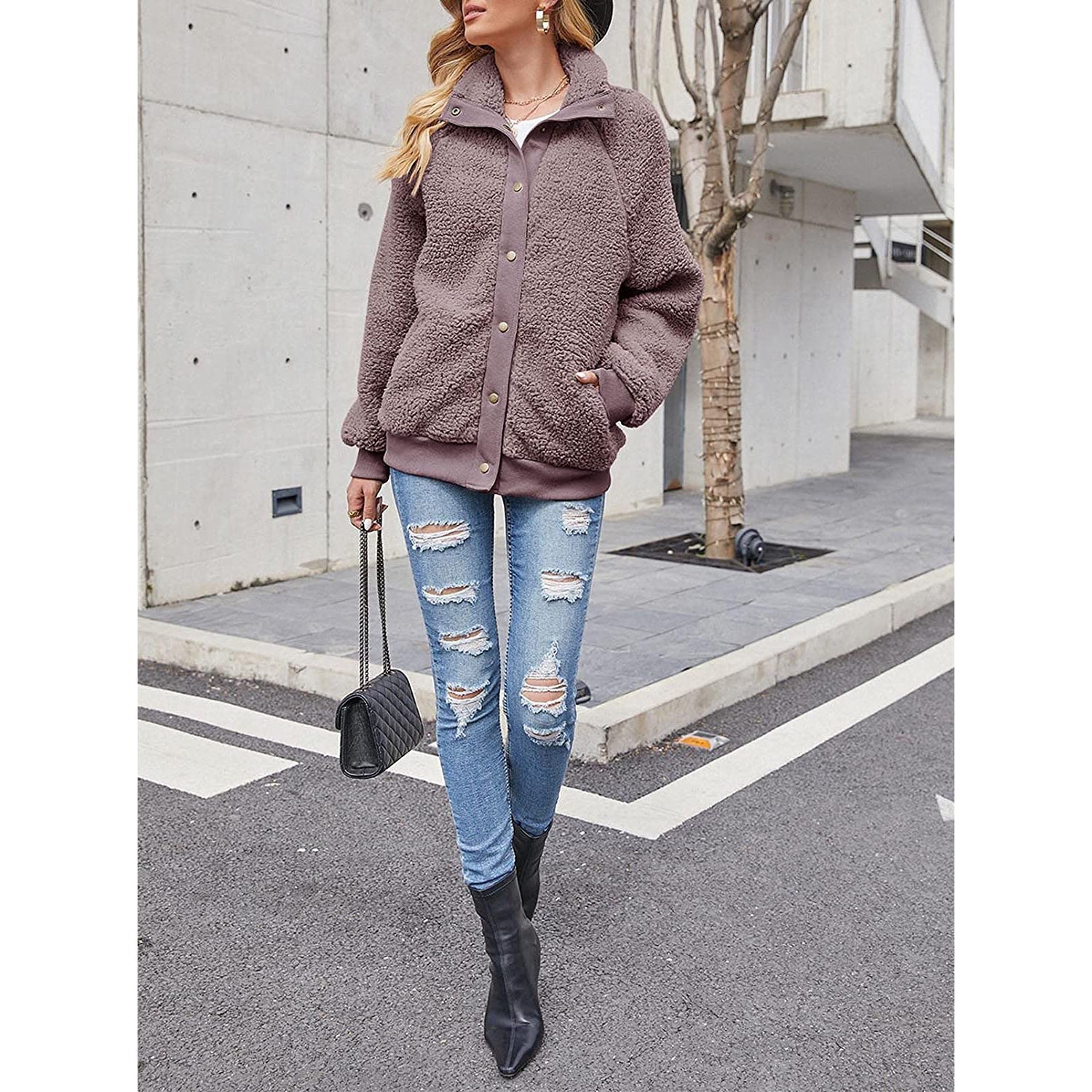 Womens Winter Sherpa Fleece Button Jacket Coat Cheap Sale Get Authentic