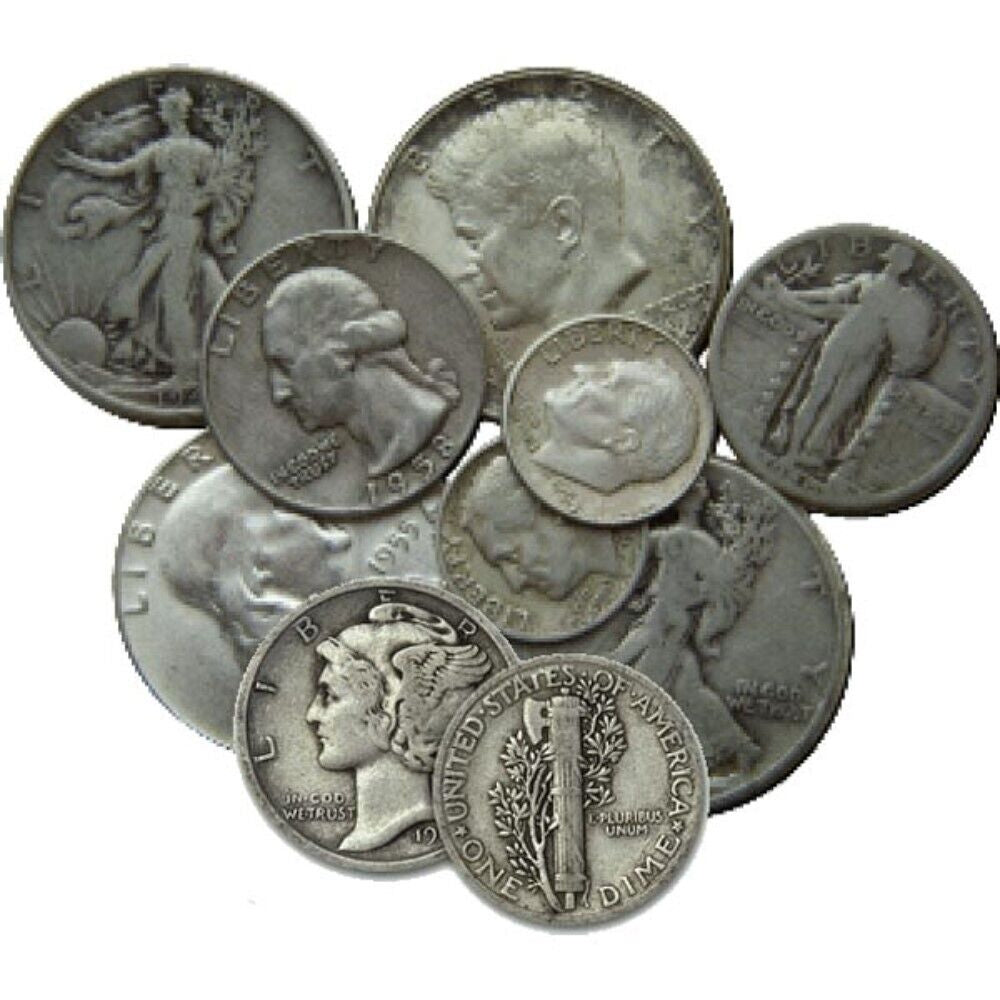 90% Junk Silver Coins $1 Face Value - Mixed Coins Average Circulated Condition Discount Big Sale