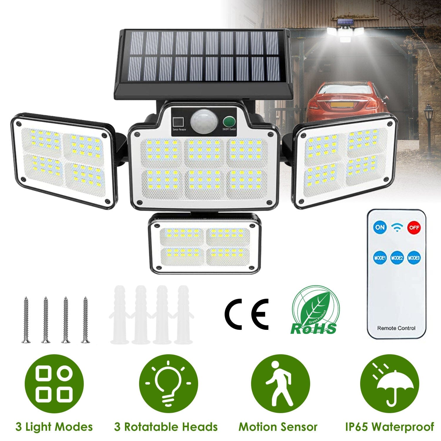 216 LEDs  Solar Outdoor Light Motion Sensor Security Wireless Lamp Discount Big Discount