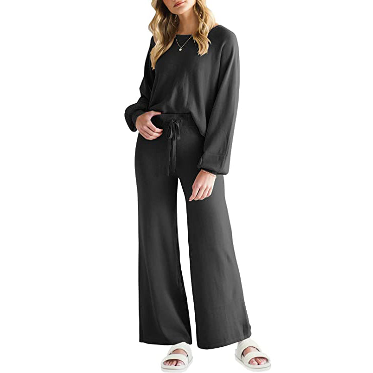 Women's Long Lantern Sleeve Crop Top with Wide Leg Pants Lounge Set Clearance Get Authentic