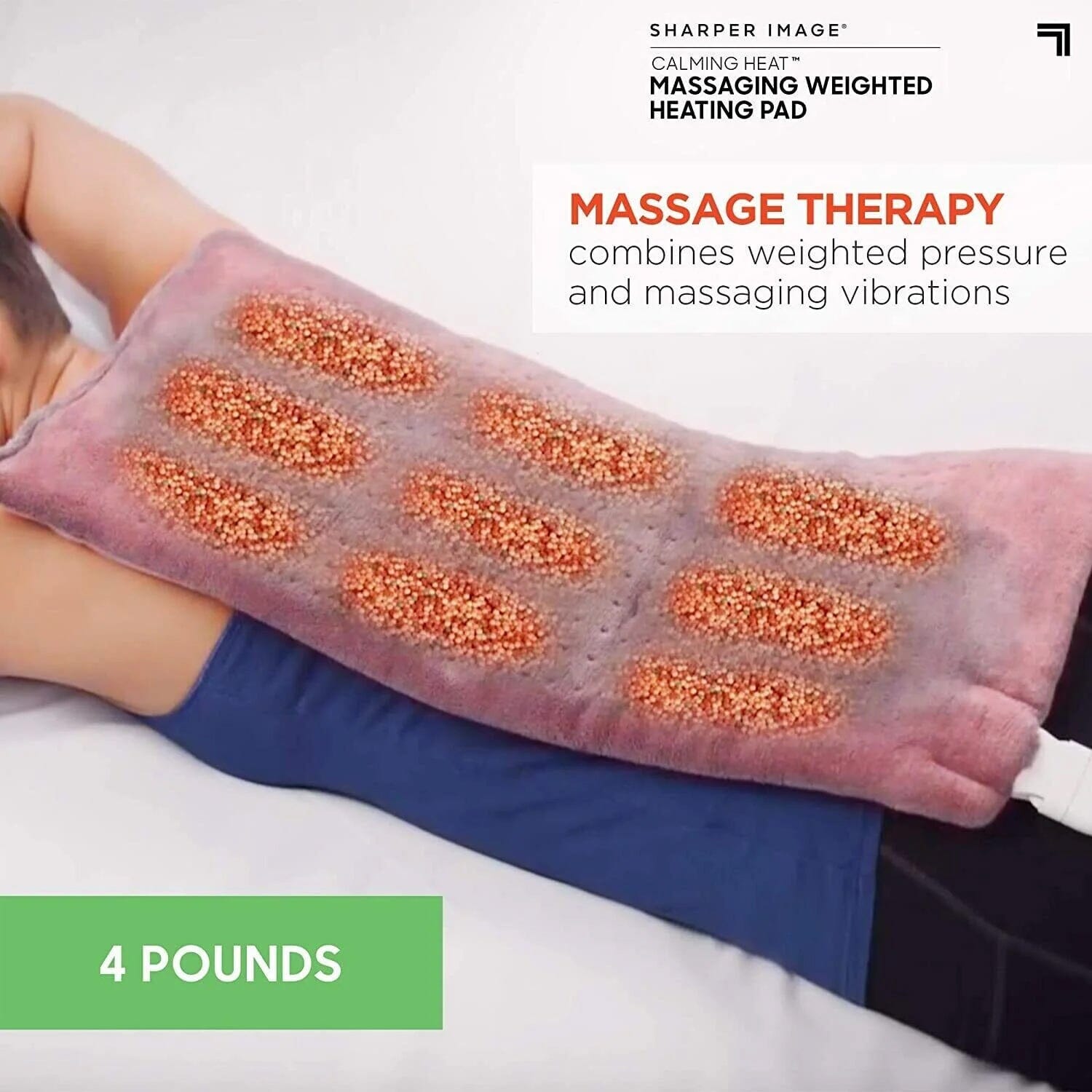 Calming Heat Massaging Weighted Heating Pad by Sharper Image (Refurbished) Sale Deals