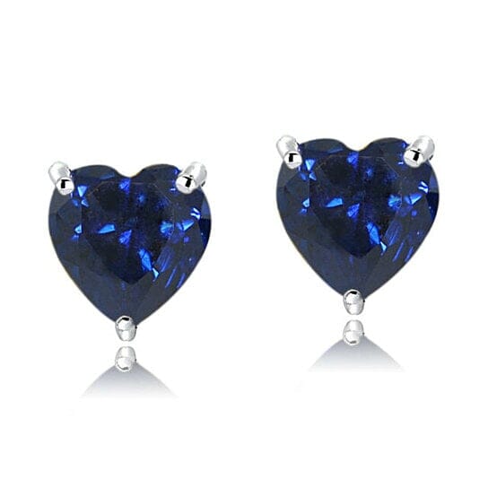 4.00 Ct Blue Sapphire Heart Shape Stud Earrings 14k White Gold Over 925 Silver Filled High Polish Finsh Free Shipping Big Discount