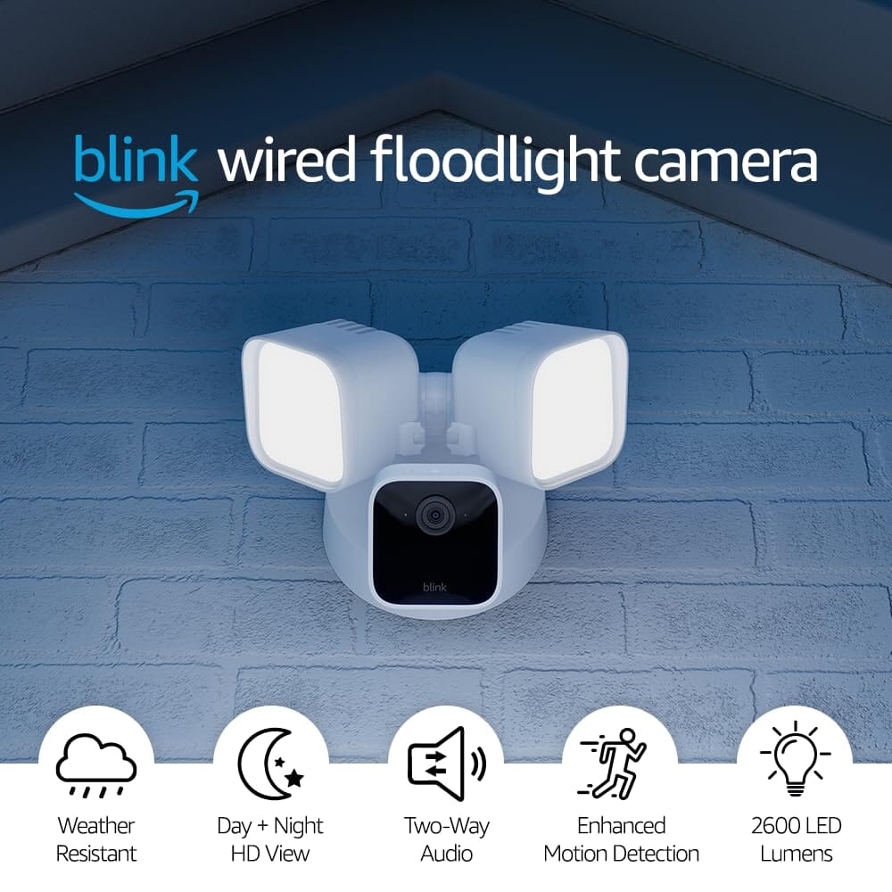 Blink Wired Floodlight 2600 Lumens Smart Security Camera (Refurbished) Free Shipping Hot Sale