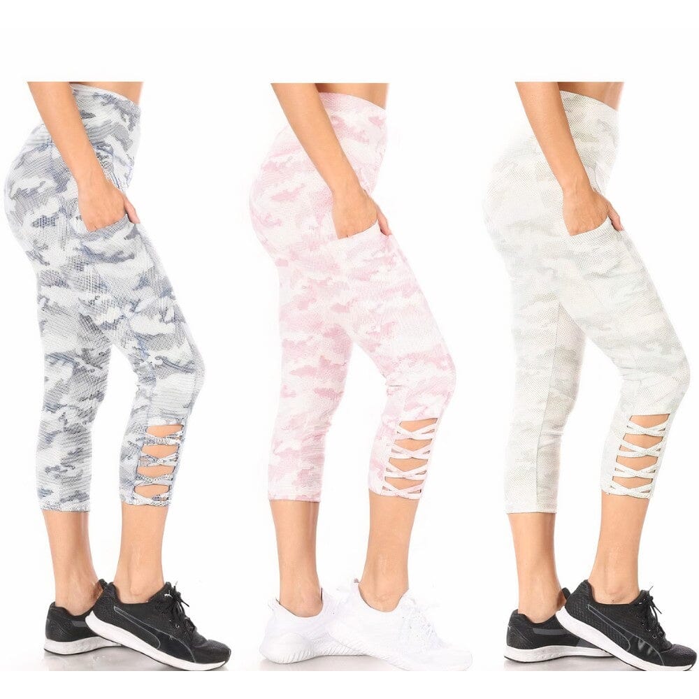 3-Pack: Women's Tummy Control Capri Leggings With Pockets Sale Low Pice