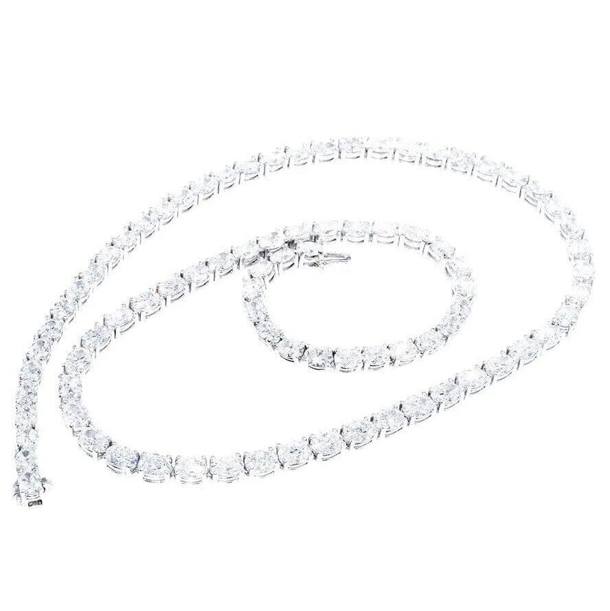 21.25CT Lab Grown Oval Diamond Graduated Tennis Necklace Platinum & 14K Supply Cheap Pice