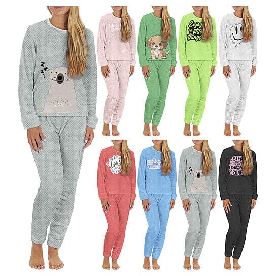 2-Piece Set: Women's Plush Popcorn Knit Top and Jogger Pants Pajama Set (Plus Size) Sale New Styles