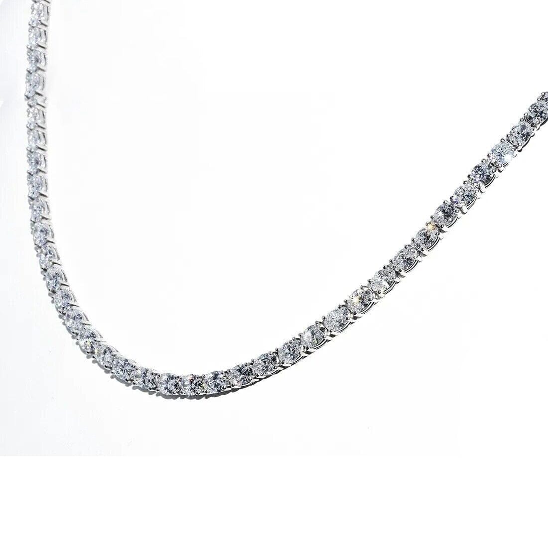 21.25CT Lab Grown Oval Diamond Graduated Tennis Necklace Platinum & 14K Supply Cheap Pice