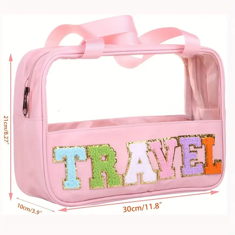 Transparent Letter Pattern Makeup Bag with Handle Best Deals