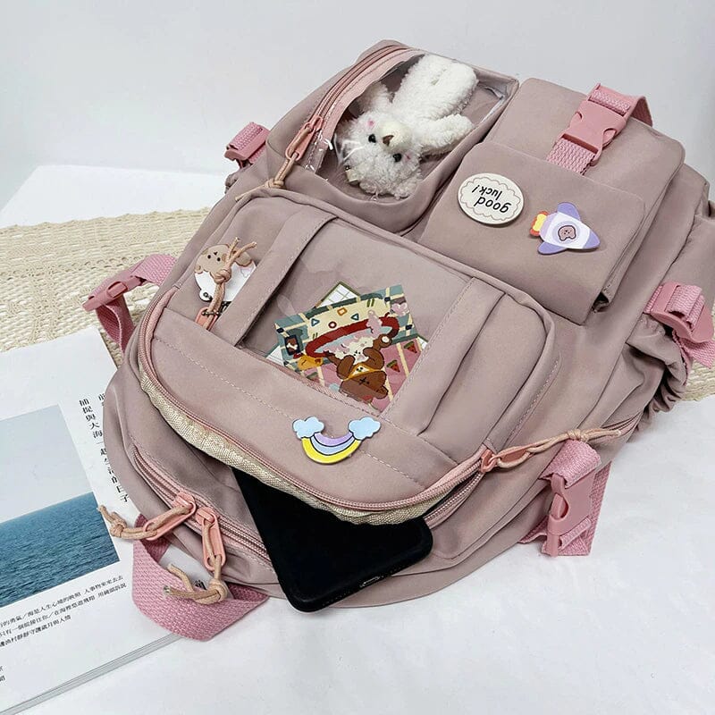 Cute Waterproof Multi-Pocket Women Backpacks with Bear Doll Clearance Good Selling