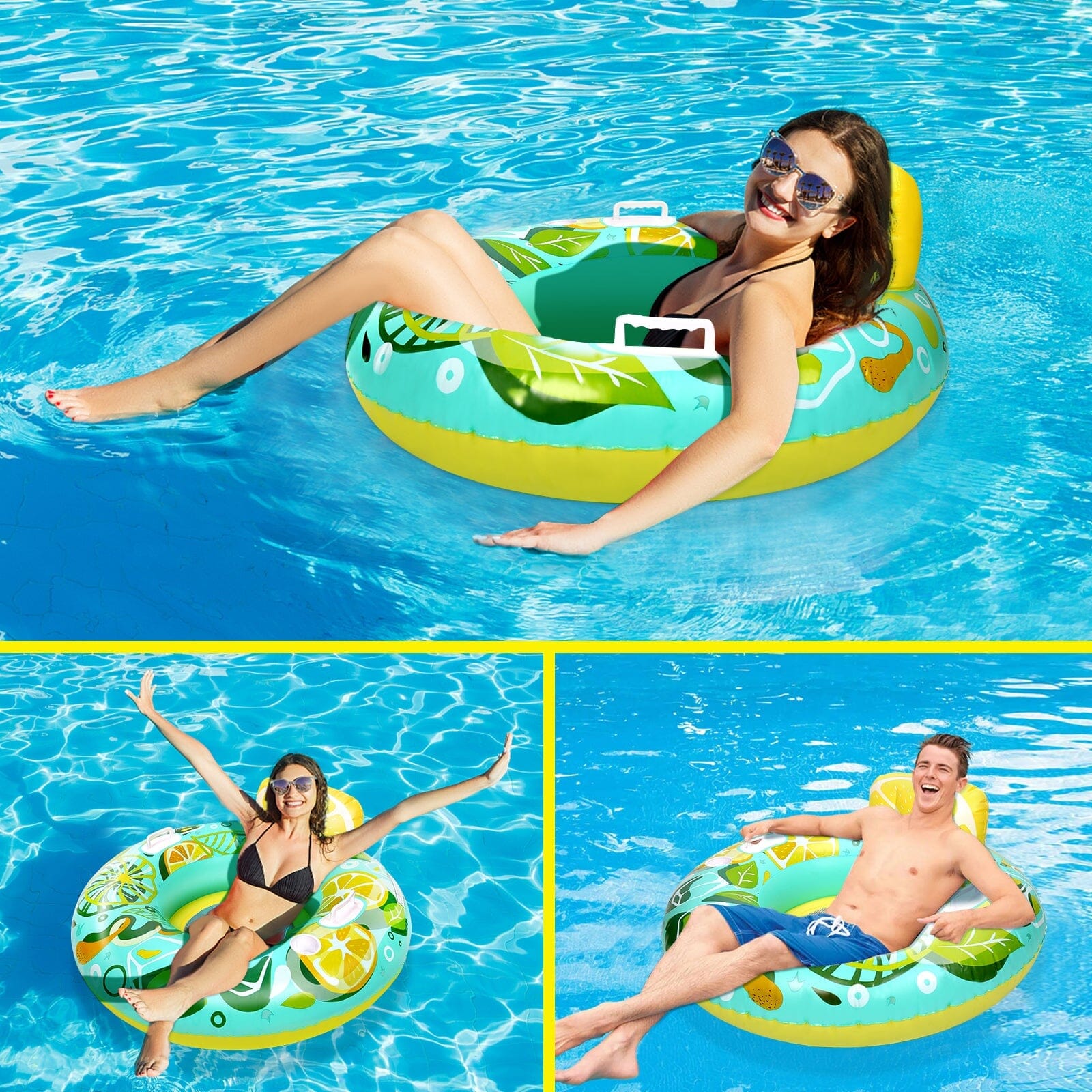 Inflatable Lounger Pool Float with Rubber Handle and Drink Holder Visa Payment For Sale