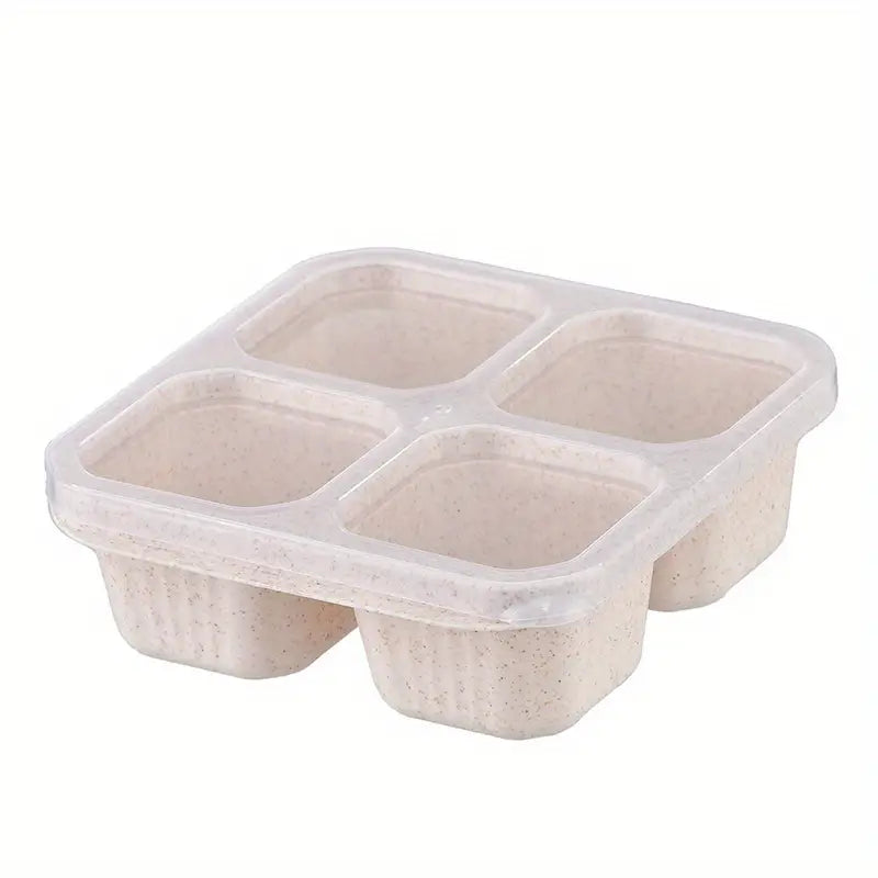 4-Pack: Snack Container With 4 Compartments, Divided Bento Lunch Box With Transparent Lids Discount Low Cost