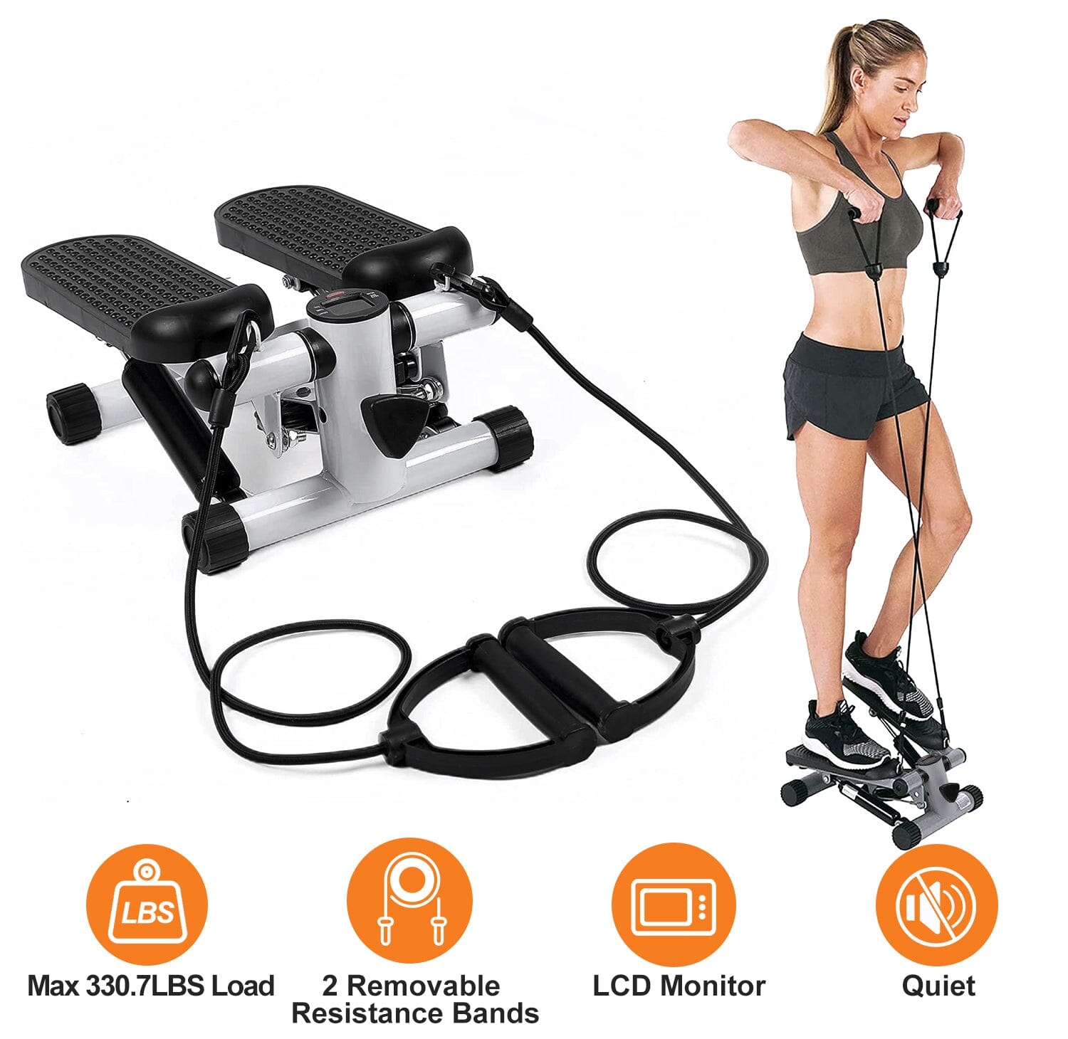 Mini Fitness Stepper with 2 Resistance Bands LCD Monitor Tumblr Cheap Online