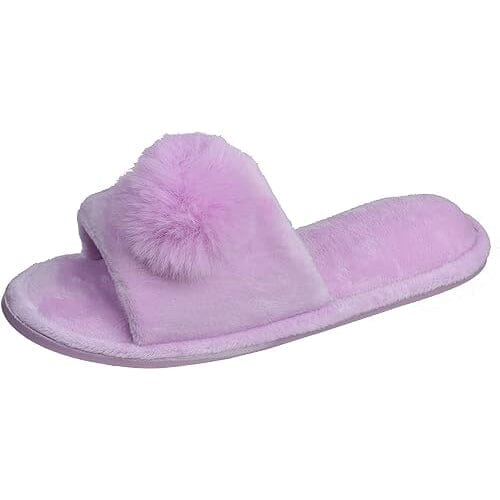 Pupeez Girl's Slipper Lovely Velvet Pom-pom Open Toe Kids House Slides Real For Sale