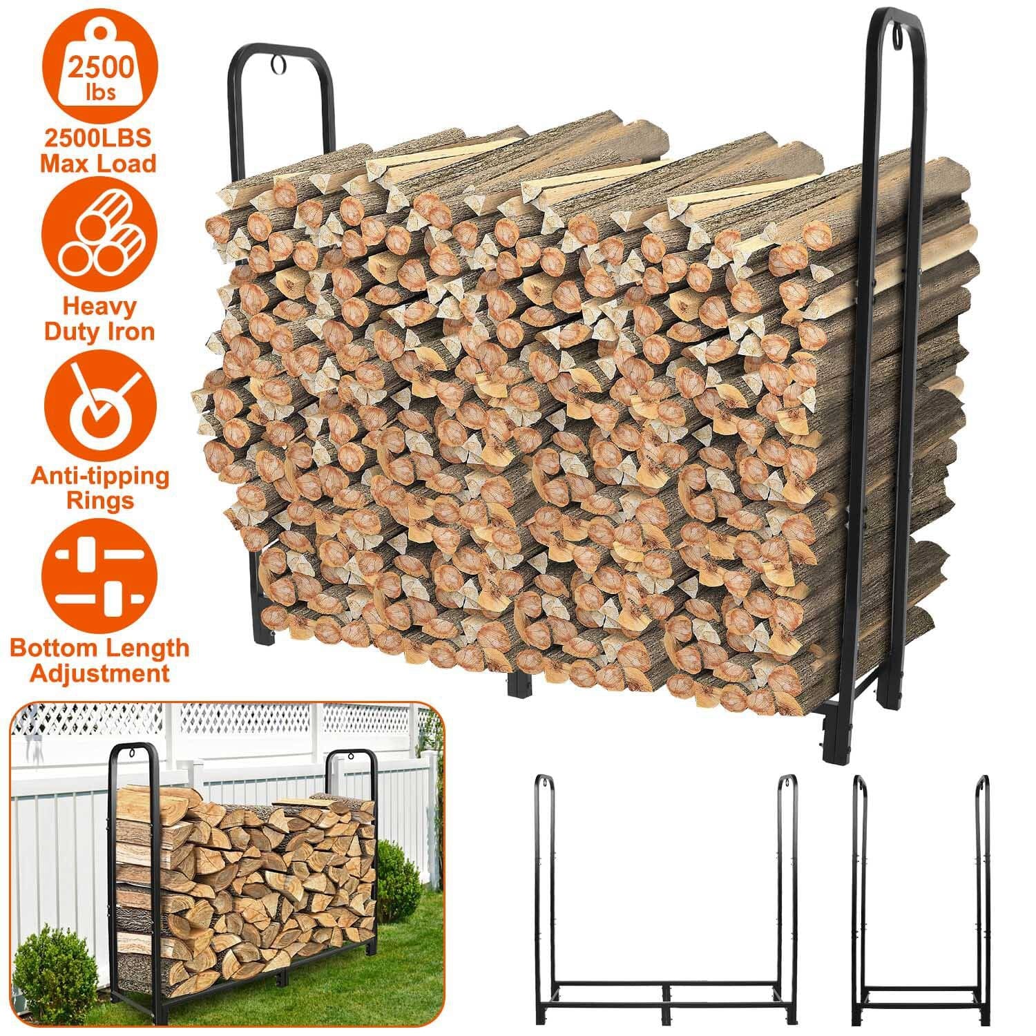 Firewood Log Rack 2500lbs Iron Storage Stacking Rack View