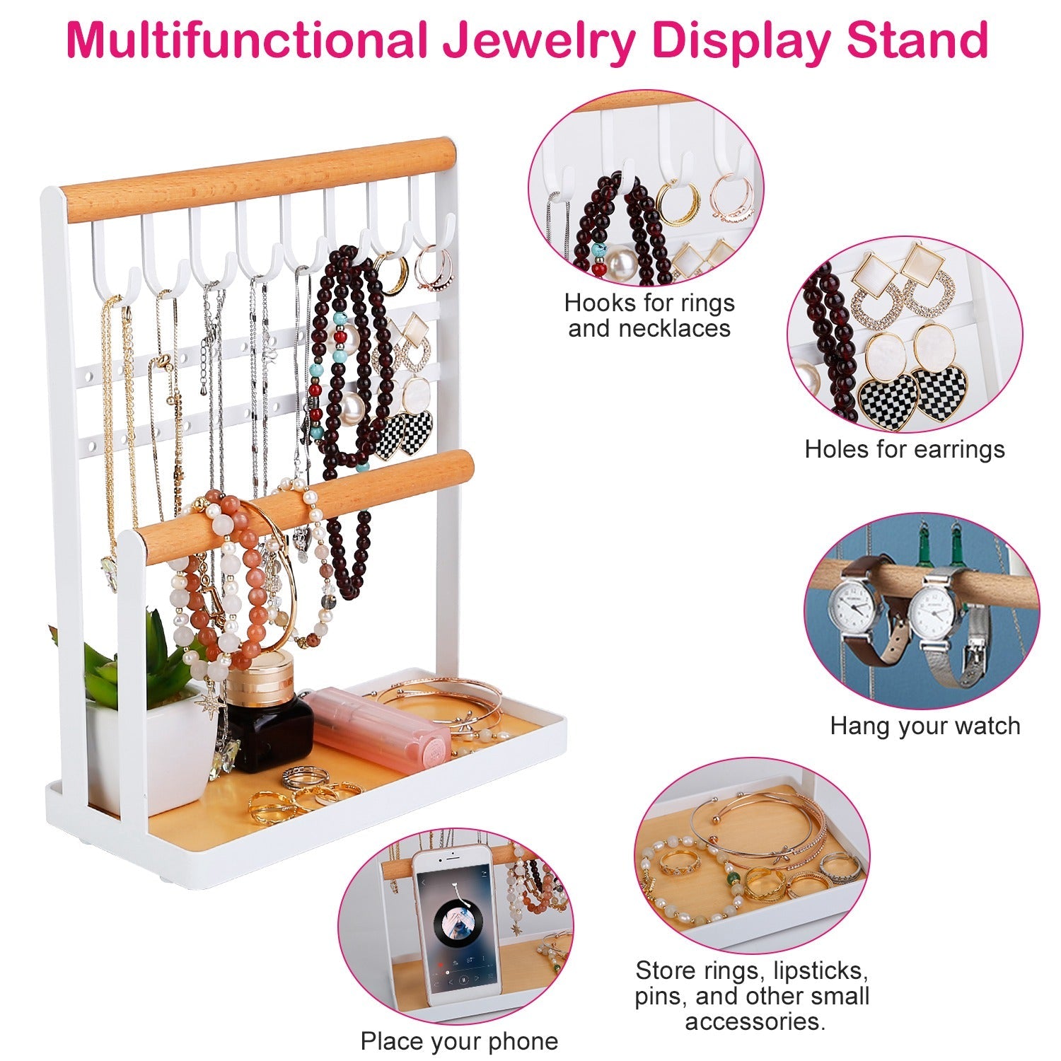 4-Tier Tabletop Wooden Jewelry Display Stand Cheap Pice Top Quality