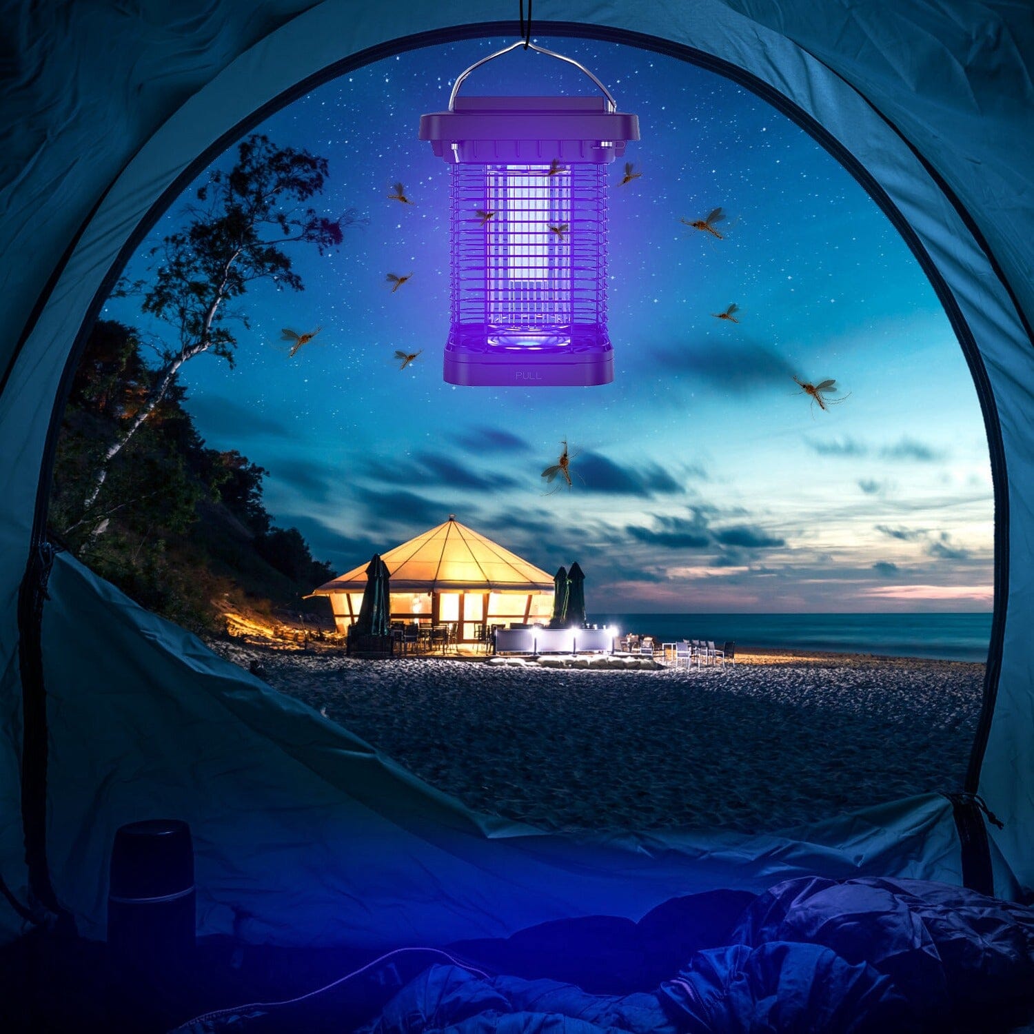 Electric Solar Powered Bug Zapper Lamp IP65 Waterproof for Indoor and Outdoor With Credit Card Free Shipping