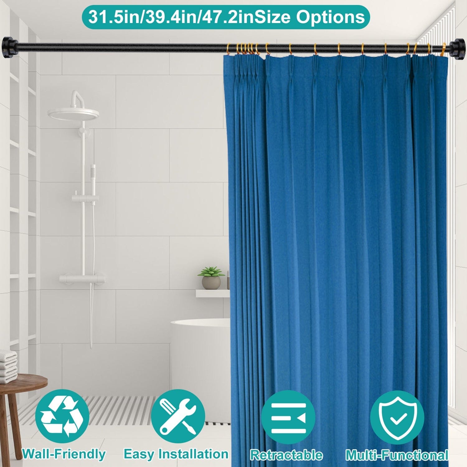 Shower Curtain Rod Adjustable Tension Discount Footaction