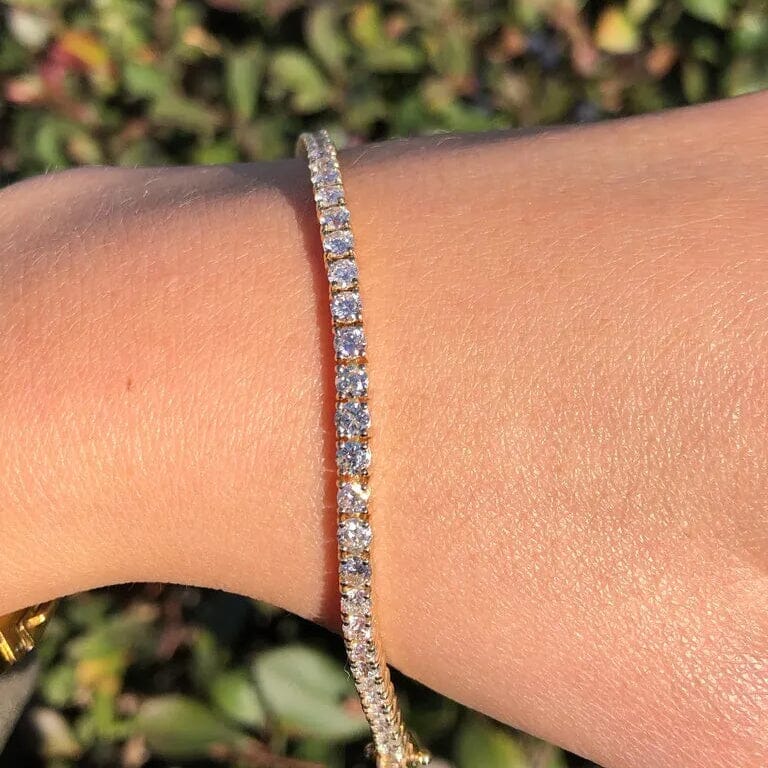 2 Ct TW Round-Cut Natural Diamond Tennis Bracelet 14K Gold 7 Women's Discount Collections