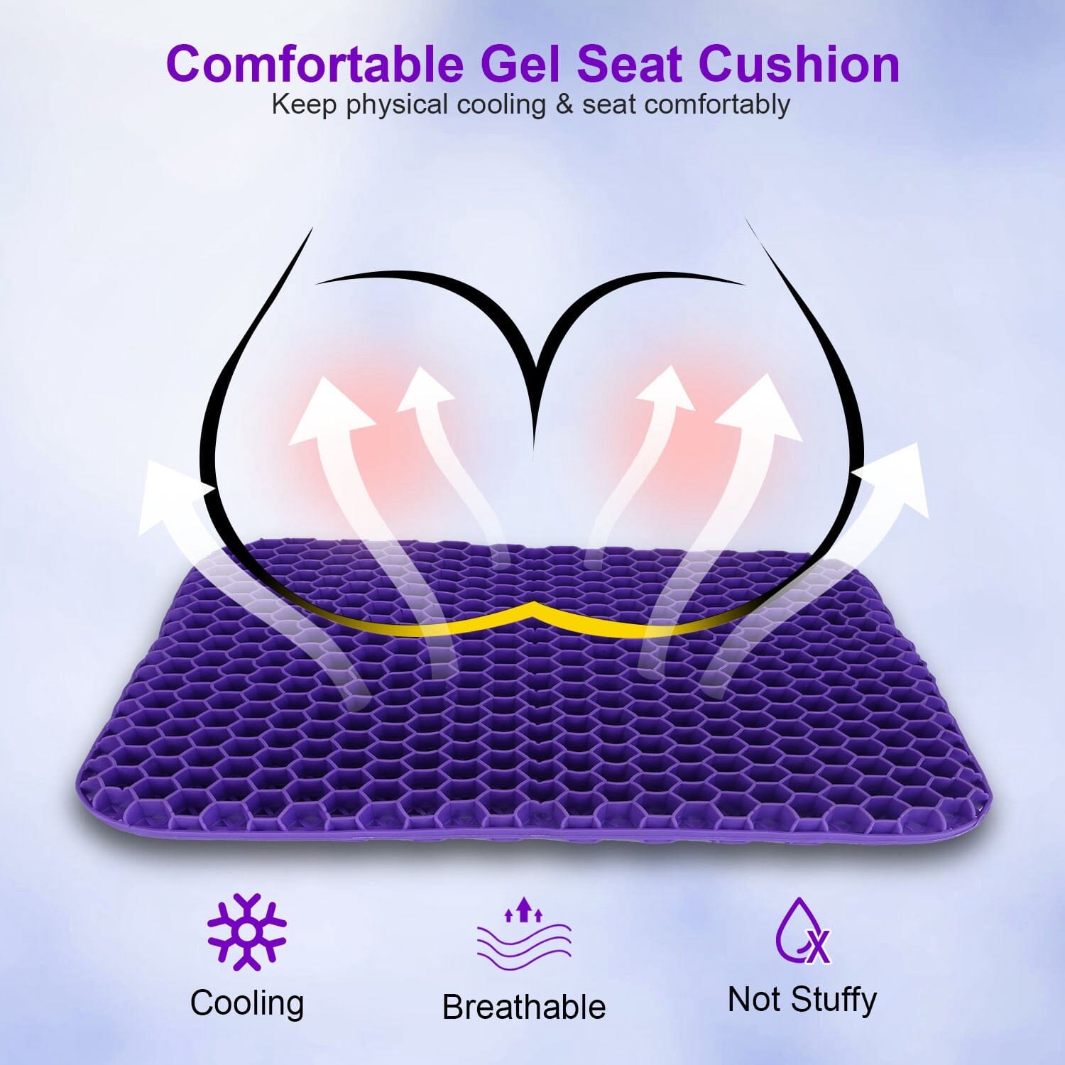 Gel Seat Cushion Non-Slip Breathable Honeycomb Sitting Cushion Pressure Pad Clearance Original