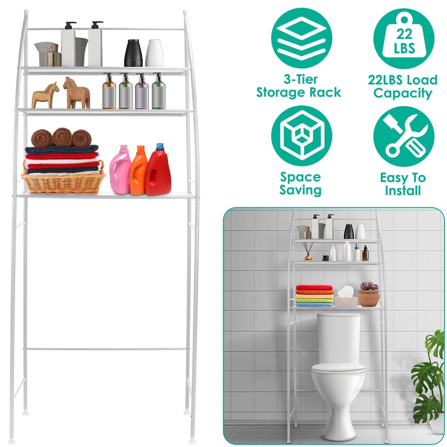 3-Tier Bathroom Over the Toilet Storage Shelf Clearance Perfect