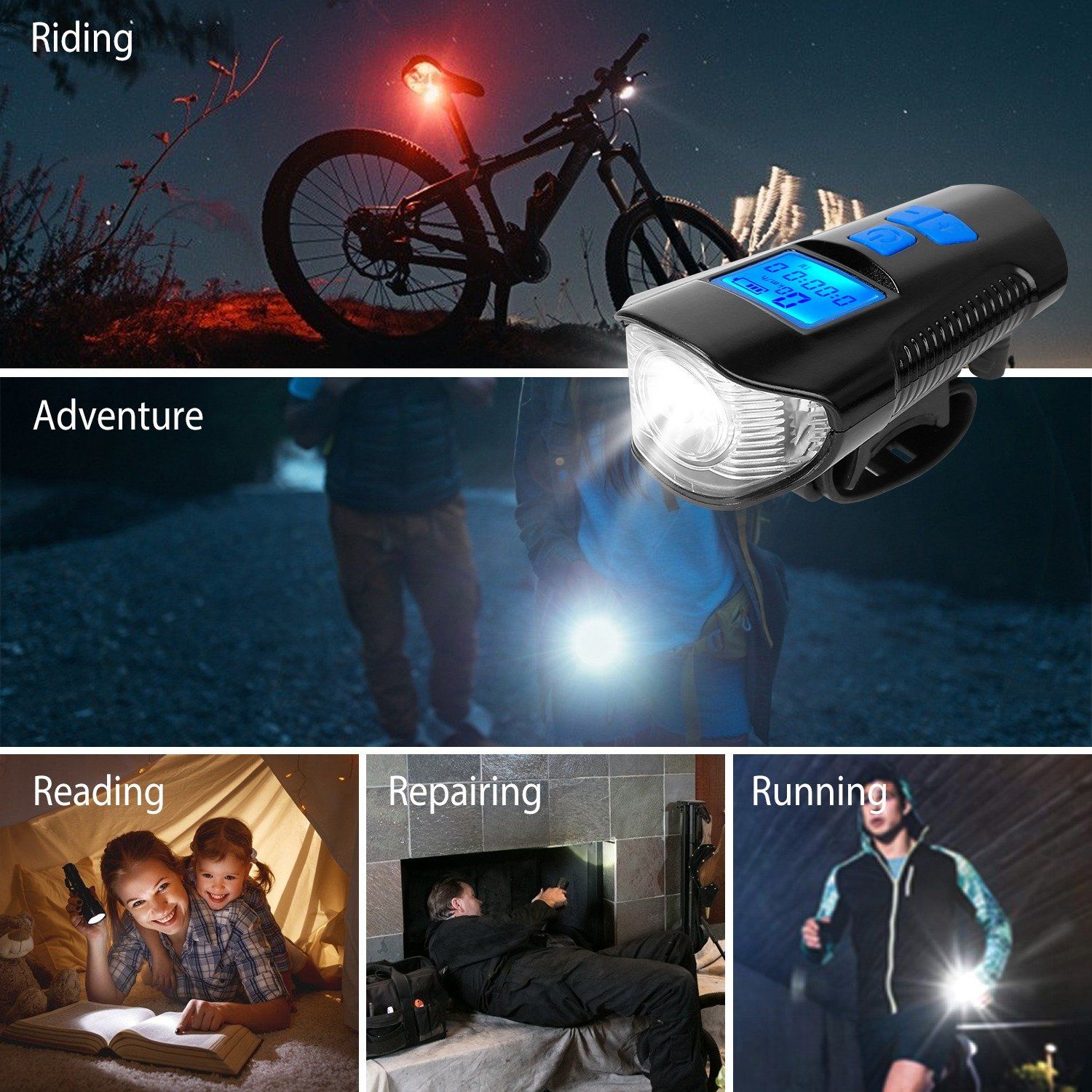 USB Rechargeable Bike Light Set with Speedometer and Odometer Limited Edition